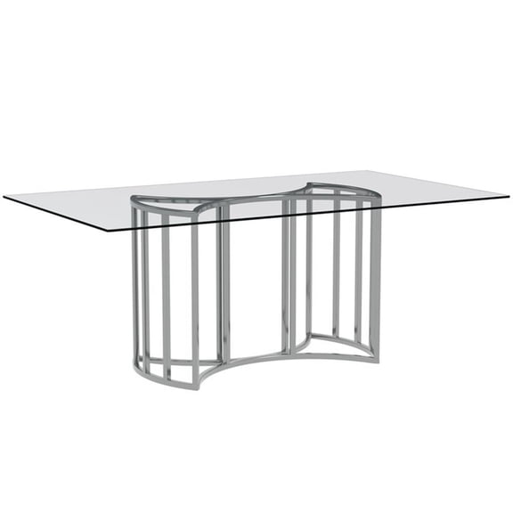 Sophia Dining Table in Chrome Metal with Glass Top