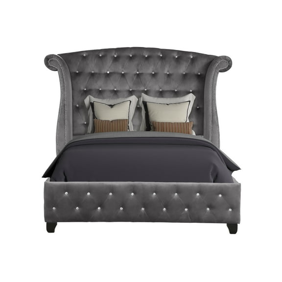 Sophia Full Bed In Color Gray Made With Wood