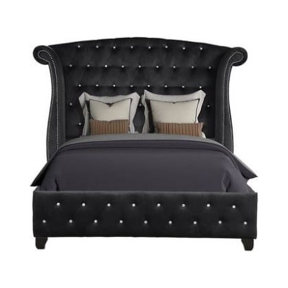 Sophia Full Bed, Vintage Upholstered Bed Solid Wood Frame, Luxious Full ...