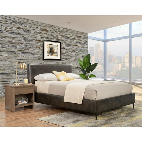 Sophia Full Upholstered Platform Bed in Gray