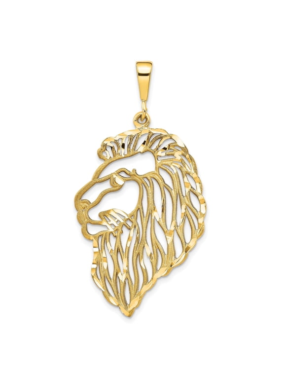 14K Gold Men's Filigree Lion Head Pendant Elegant Statement Piece