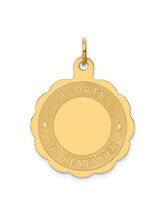 A Date to Remember Engravable Disc Charm in 14K Yellow Gold
