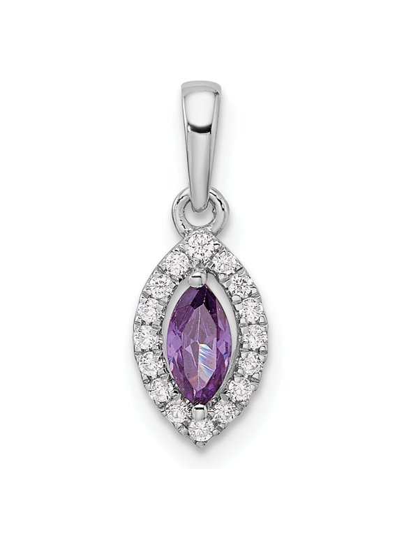 Amethyst & Lab-Grown Diamond Birthstone Pendant in 14K White Gold (1/10 carat tw.)