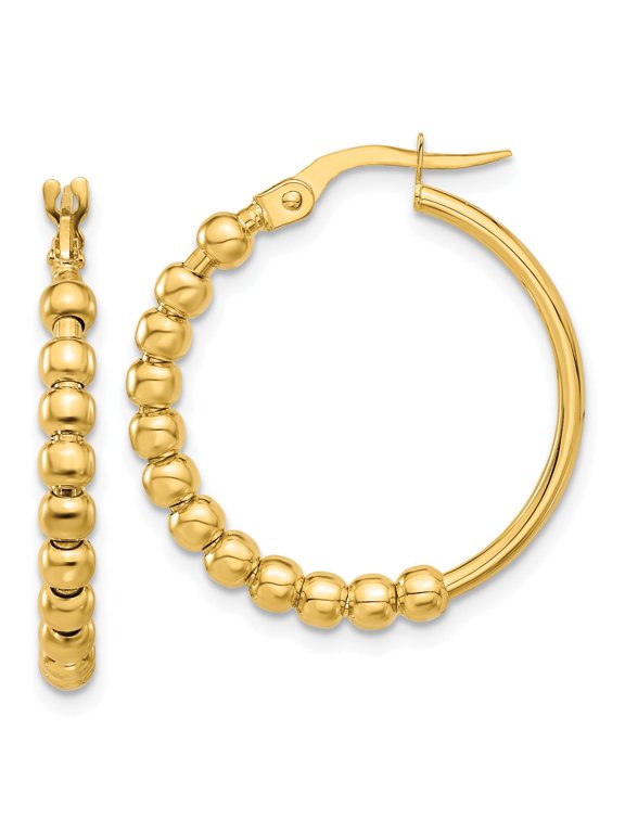 Beaded Hoop Earrings in 14K Yellow Gold