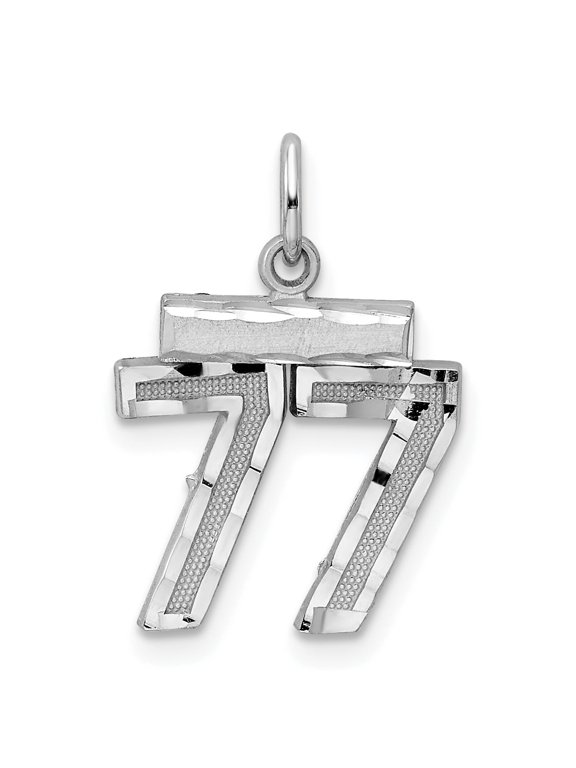Diamond-Cut Number 77 Charm in Sterling Silver