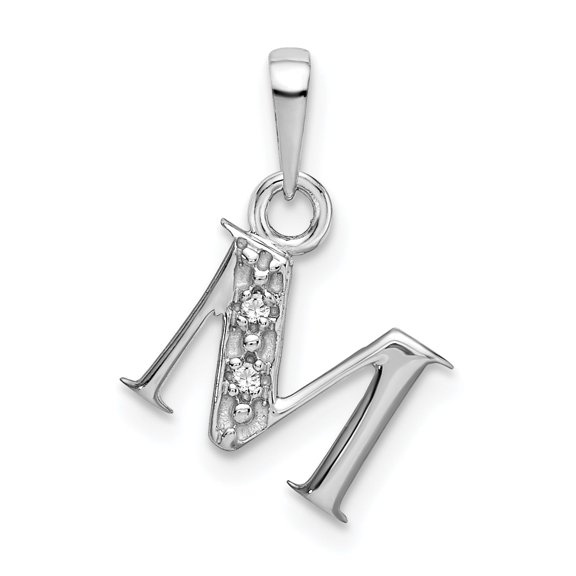 Sophia Jewelers Diamond Letter M Initial Pendant in 14K White Gold (0.01 carat tw.)