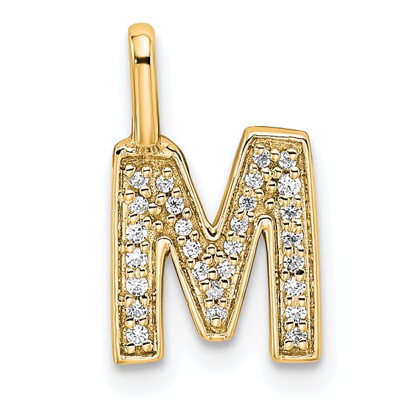 Sophia Jewelers Diamond Letter M Initial Pendant in 14K Yellow Gold (0.092 carat tw.)