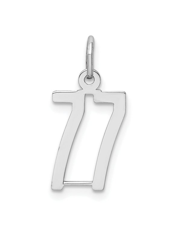 Elongated Number 77 Charm in Sterling Silver