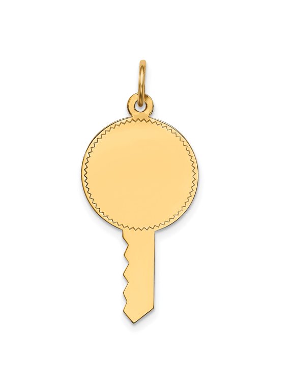 Engravable Key Disc Charm in 14K Yellow Gold