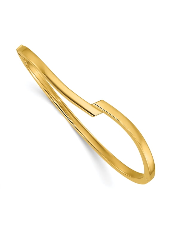 Fancy Bypass Bangle Bracelet in 14K Yellow Gold
