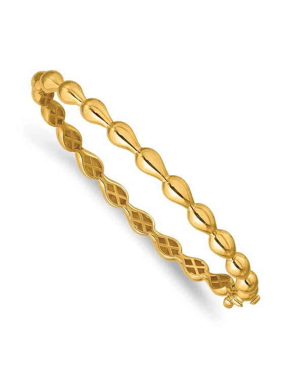 Fancy Hinged Bangle Bracelet in 14K Yellow Gold, 4.5mm