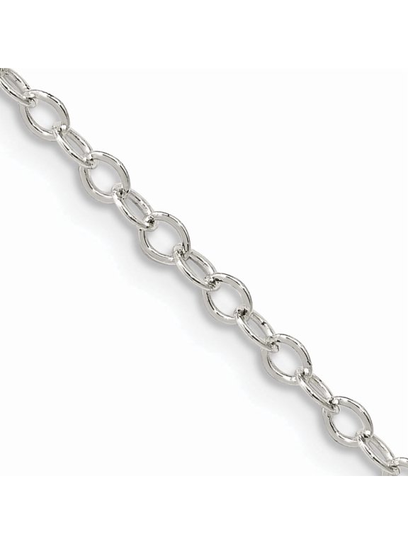 Flat Cable Chain Necklace in Sterling Silver, 2.5mm, 18 Inch