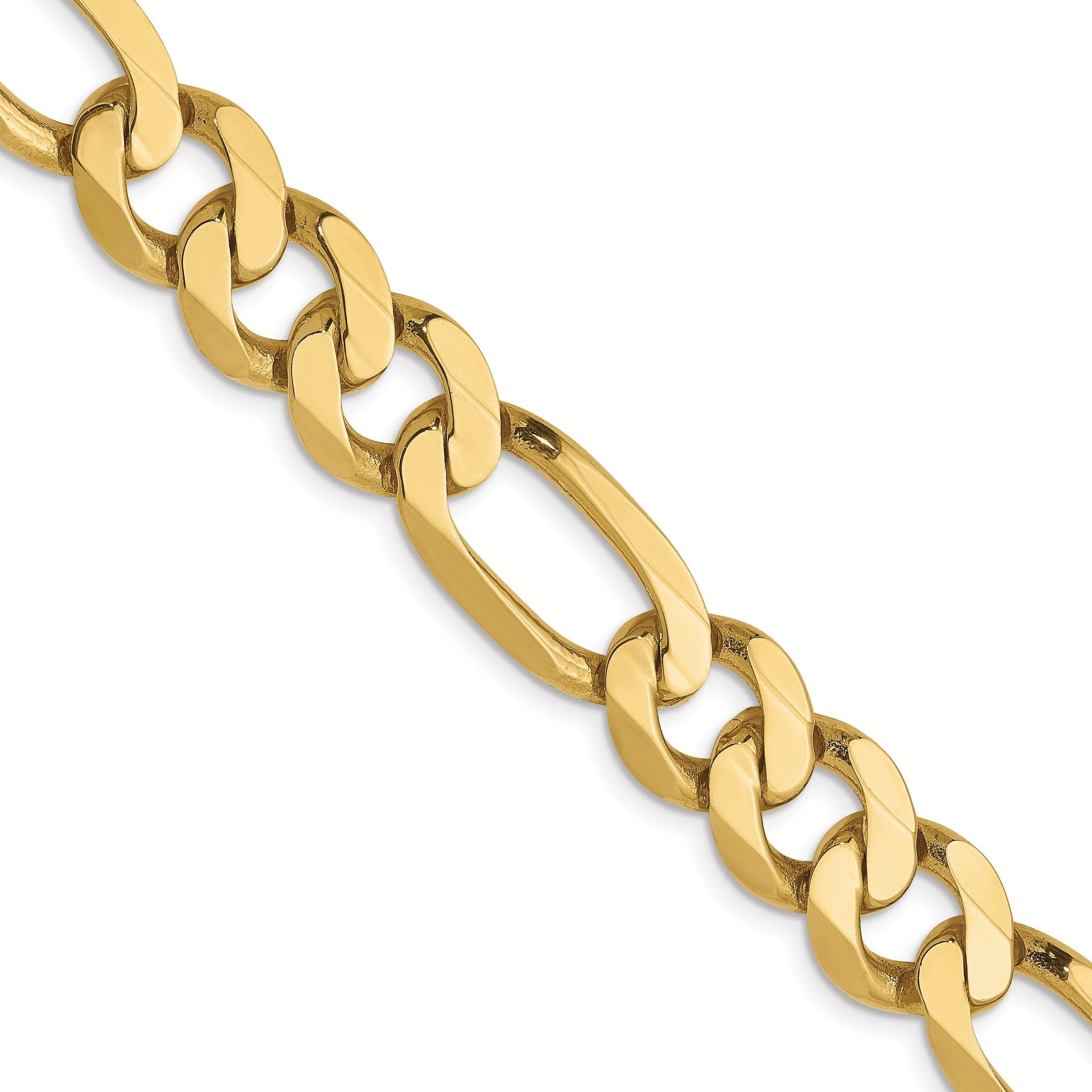 Sophia Jewelers Flat Figaro Chain in 10K Yellow Gold, 9 Inch Bracelet ...