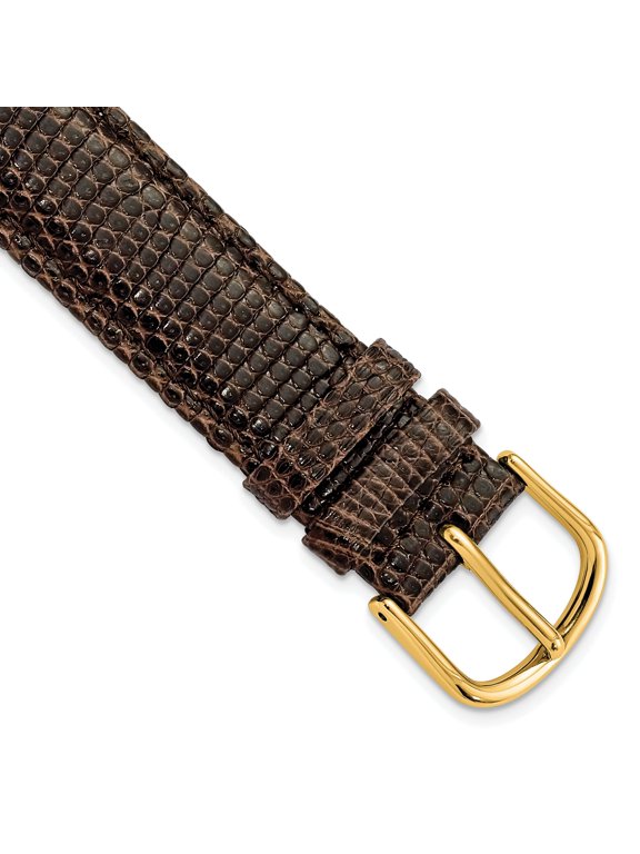 Genuine Lizard Leather Watch Band with Gold-Tone Buckle, 17mm, 7.5 inch
