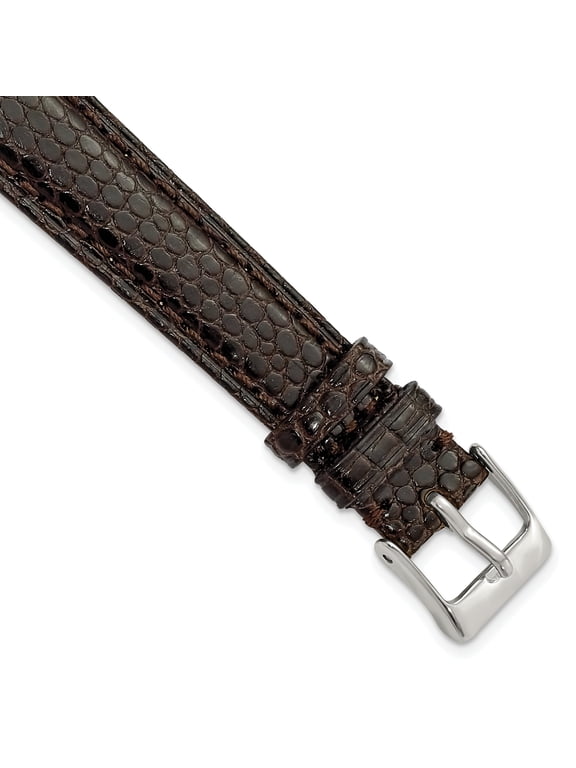 Genuine Lizard Leather Watch Band with Gold-Tone Buckle, 8mm