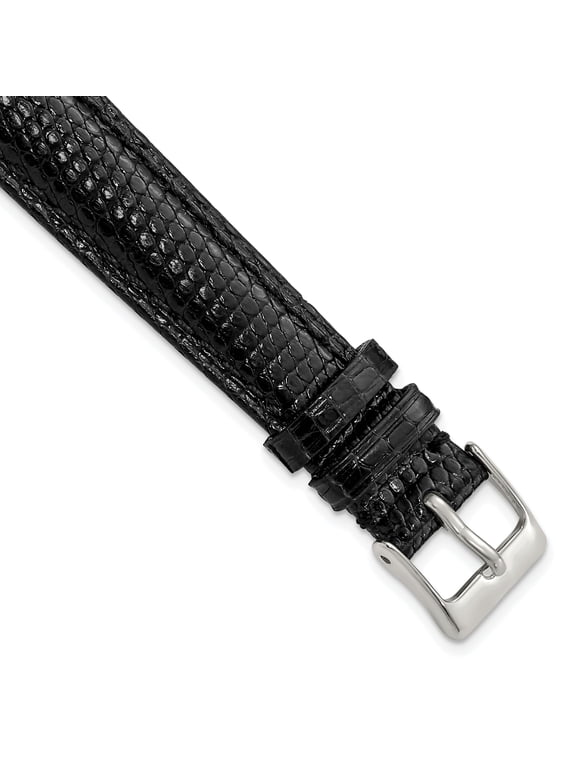 Genuine Lizard Leather Watch Band with Silver-Tone Buckle, 17mm