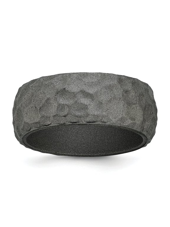Hammered Wedding Band in Metallic Silver-Tone Silicone, 8.5mm, Size 8