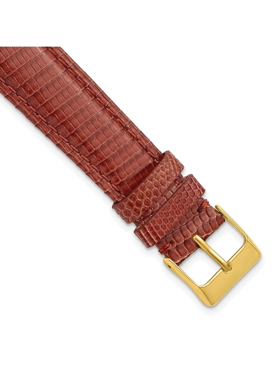 Havana Lizard Leather Watch Band with Gold-Tone Buckle, 15mm