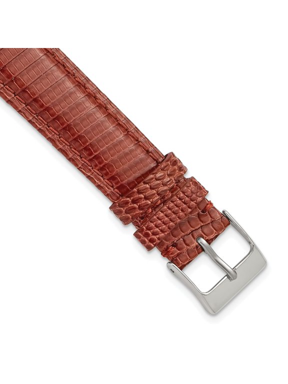 Havana Lizard Leather Watch Band with Silver-Tone Buckle, 15mm
