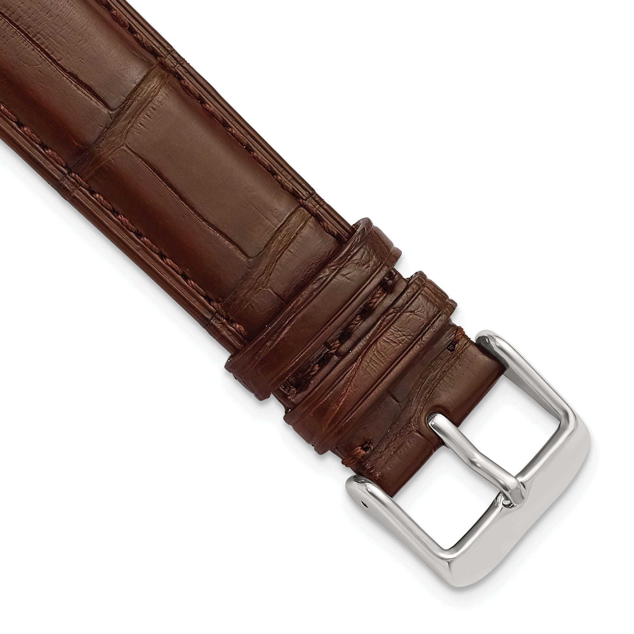 Sophia Jewelers Havana Matte Alligator Leather Watch Band with Silver ...