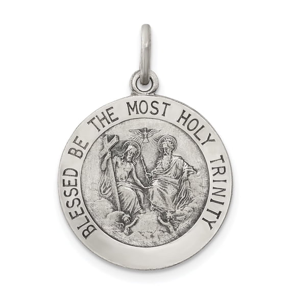 Sophia Jewelers Holy Trinity Medal Pendant in Sterling Silver, Antiqued