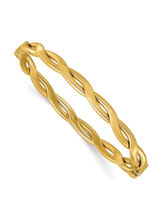 Intertwined Hinged Bangle in 14K Yellow Gold