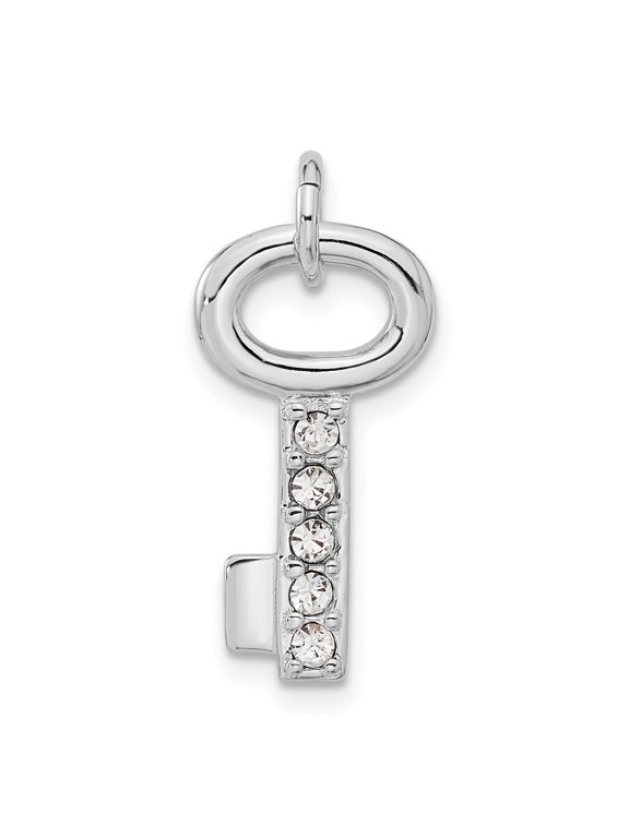 Key Pendant with Crystal in Sterling Silver