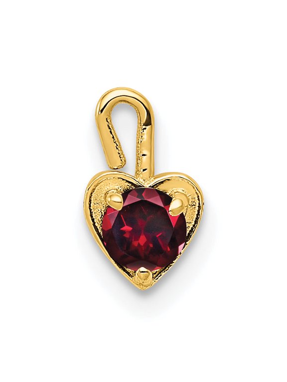 Lab-Created Ruby Heart Charm in 14K Yellow Gold