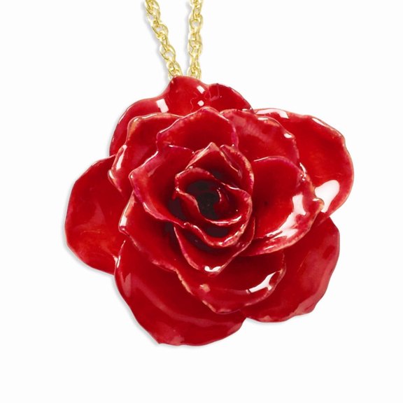Sophia Jewelers Lacquer Dipped Rose Necklace with Gold-Tone Chain