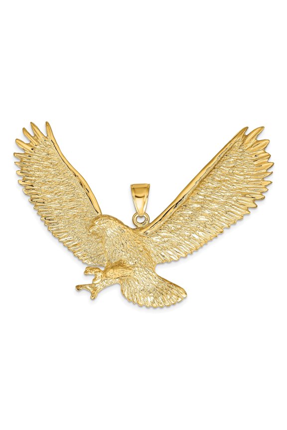 Large Textured Eagle Pendant in 14K Yellow Gold