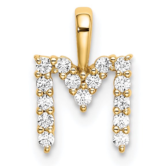 Sophia Jewelers Letter M Initial Pendant in 14K Yellow Gold with Lab-Grown Diamonds (1/6 carat tw.)