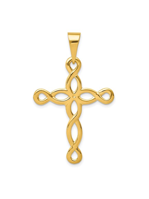 Loop Cross Pendant in 14K Yellow Gold