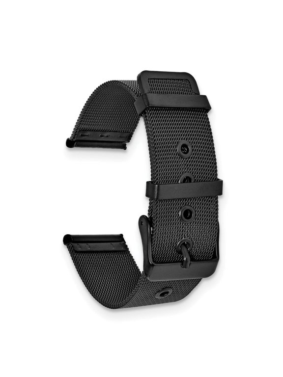 Milanese Mesh Watch Band in Matte Black PVD-Plated Stainless Steel, 18mm, 7.5 inch