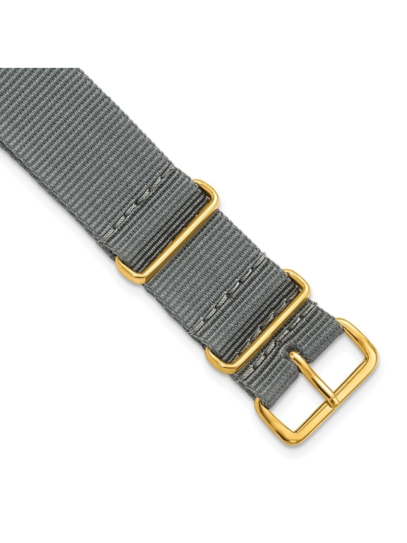 Military G10 Nylon Watch Band in Grey with Gold-Tone Buckle, 22mm