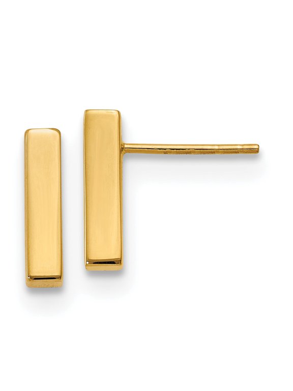 Minimalist Bar Stud Earrings in 10K Yellow Gold
