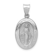 Sophia Jewelers Miraculous Medal Oval Pendant in 14K White Gold