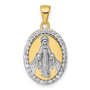 Sophia Jewelers Miraculous Medal Pendant in Sterling Silver & Gold-Tone Plating with Cubic Zirconia