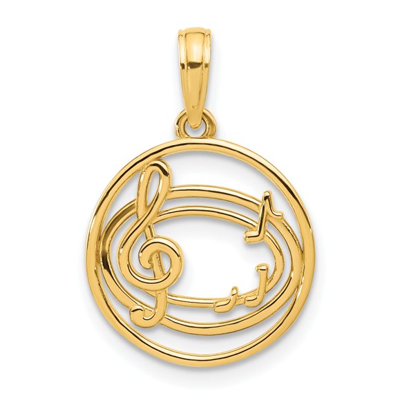 Sophia Jewelers Music Notes & Treble Clef Pendant in 14K Yellow Gold