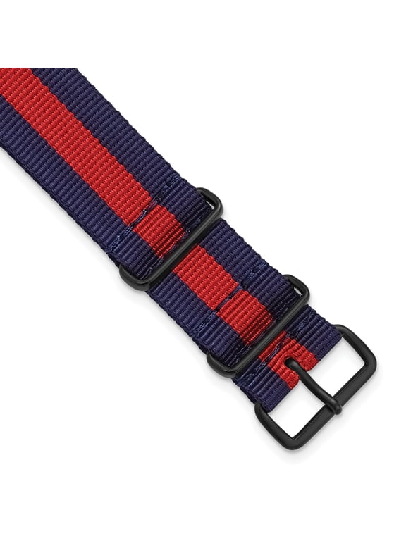 Navy & Red Stripe Military G10 Nylon Watch Band, 22mm