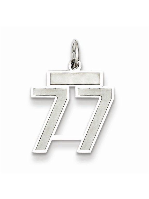 Number 77 Charm in Sterling Silver