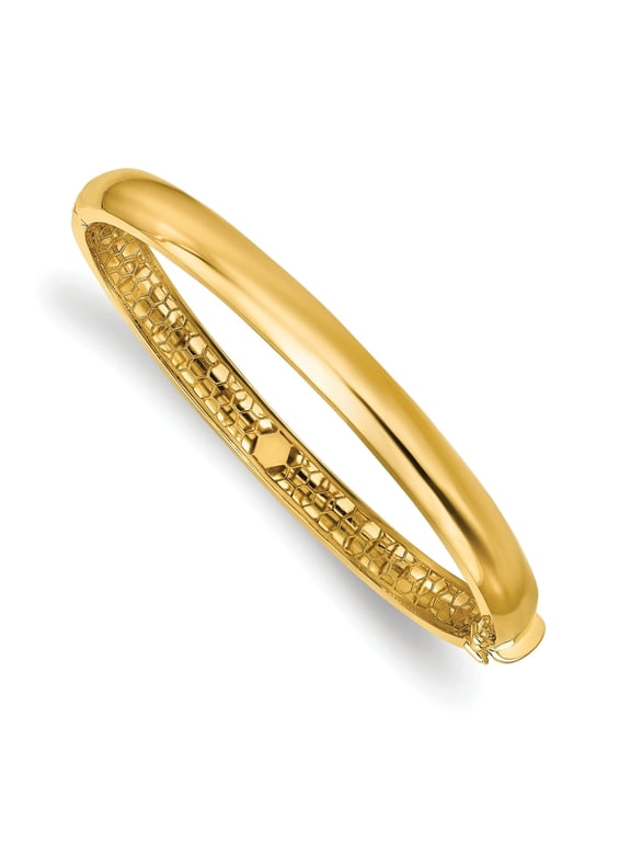 Polished Hollow Hinged Bangle in 14K Yellow Gold, 7 inch