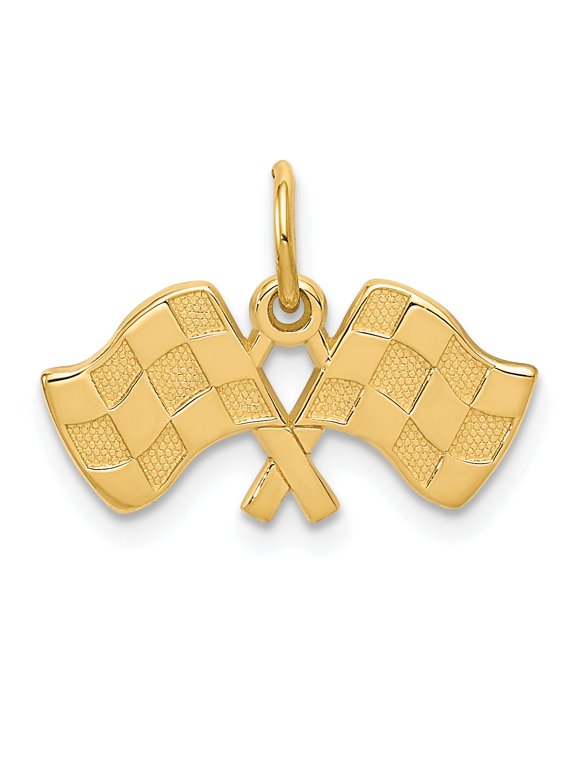Racing Flags Charm in 10K Yellow Gold