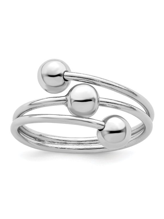 Rhodium-Plated Triple Ball Ring in Sterling Silver