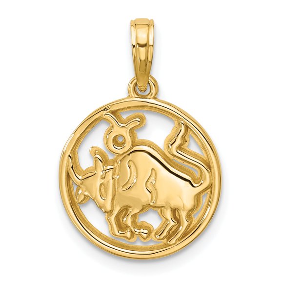 Sophia Jewelers Round Taurus Zodiac Pendant in 14K Yellow Gold