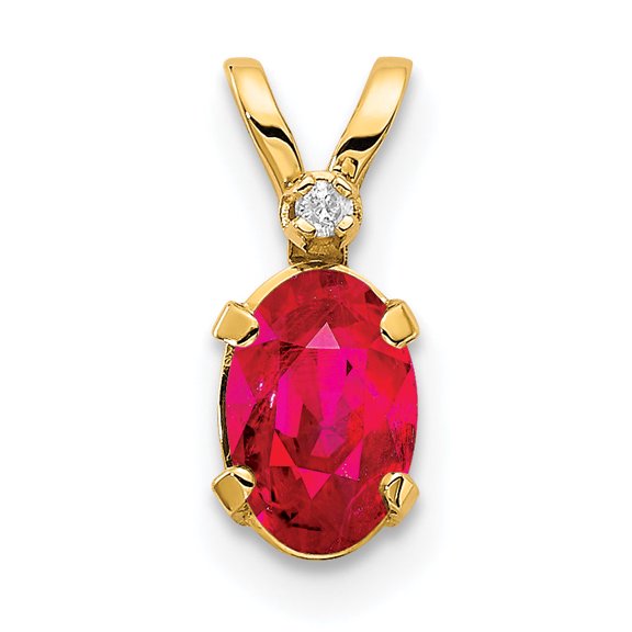 Sophia Jewelers Ruby & Diamond Birthstone Pendant in 14K Yellow Gold, 0.63 carat