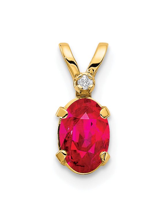 Ruby & Diamond Birthstone Pendant in 14K Yellow Gold, 0.63 carat