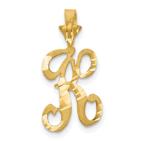 Sophia Jewelers Satin Diamond-Cut Initial K Pendant in 10K Yellow Gold