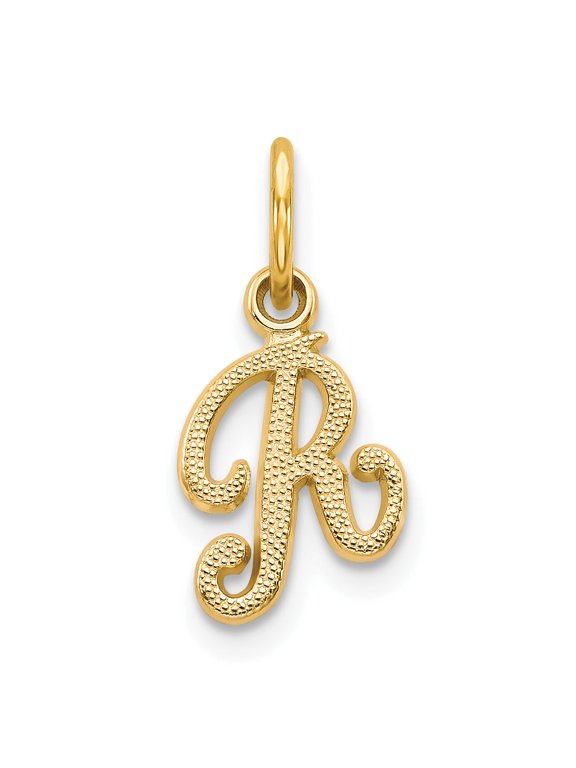 Script Letter R Initial Charm in 14K Yellow Gold