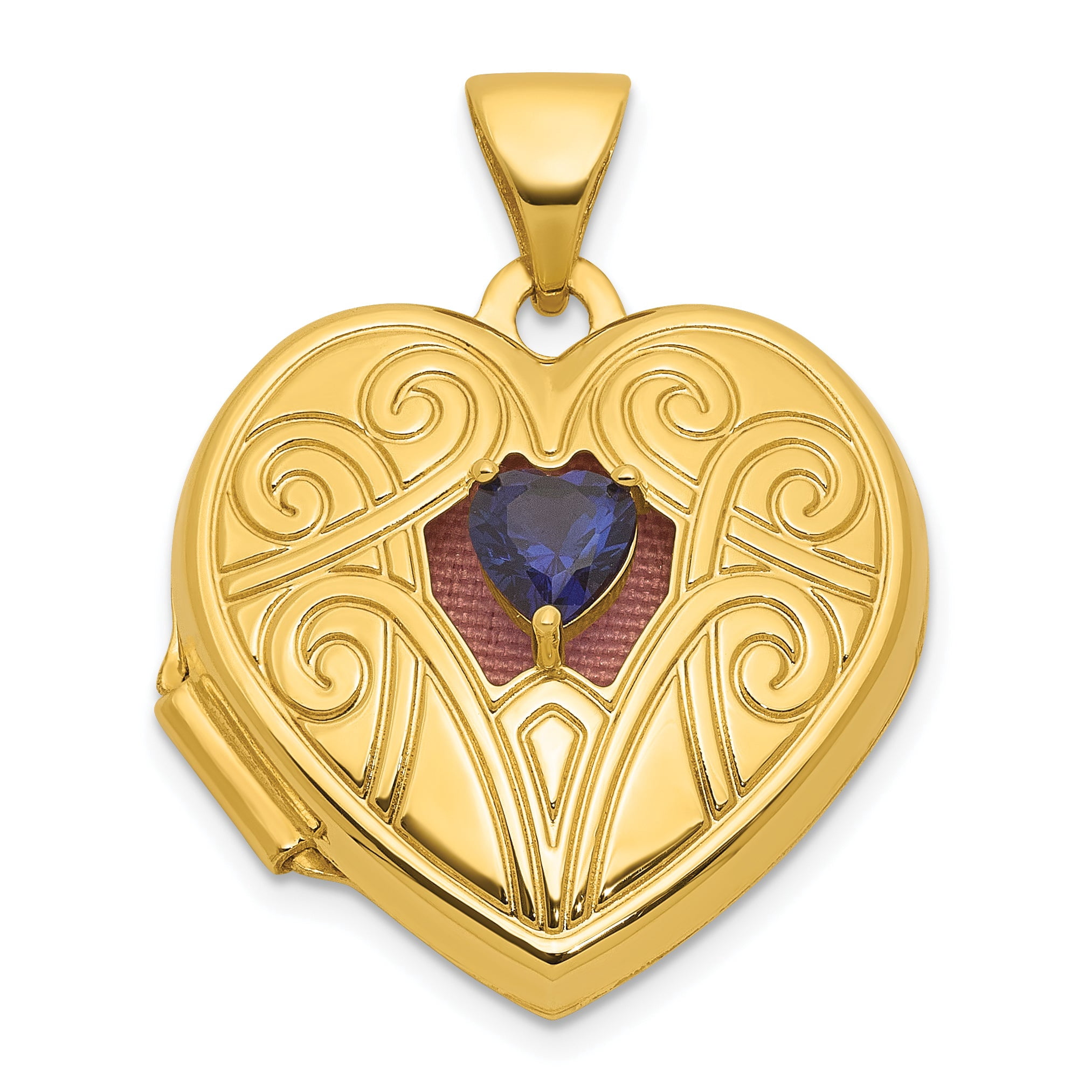 Large Yellow Lab Sophia Jewelers September Birthstone Heart Locket with Lab-Created ...