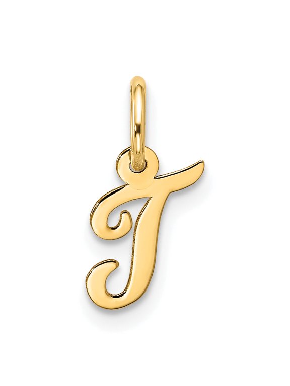 Small Script Initial T Charm in 10K Yellow Gold